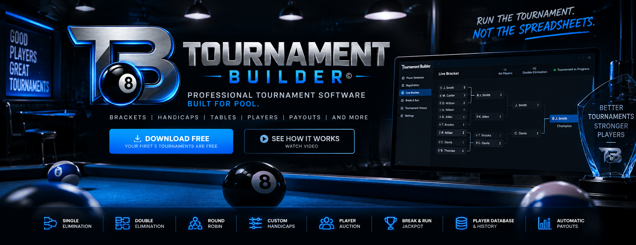 Tournament Builder pool tournament software
